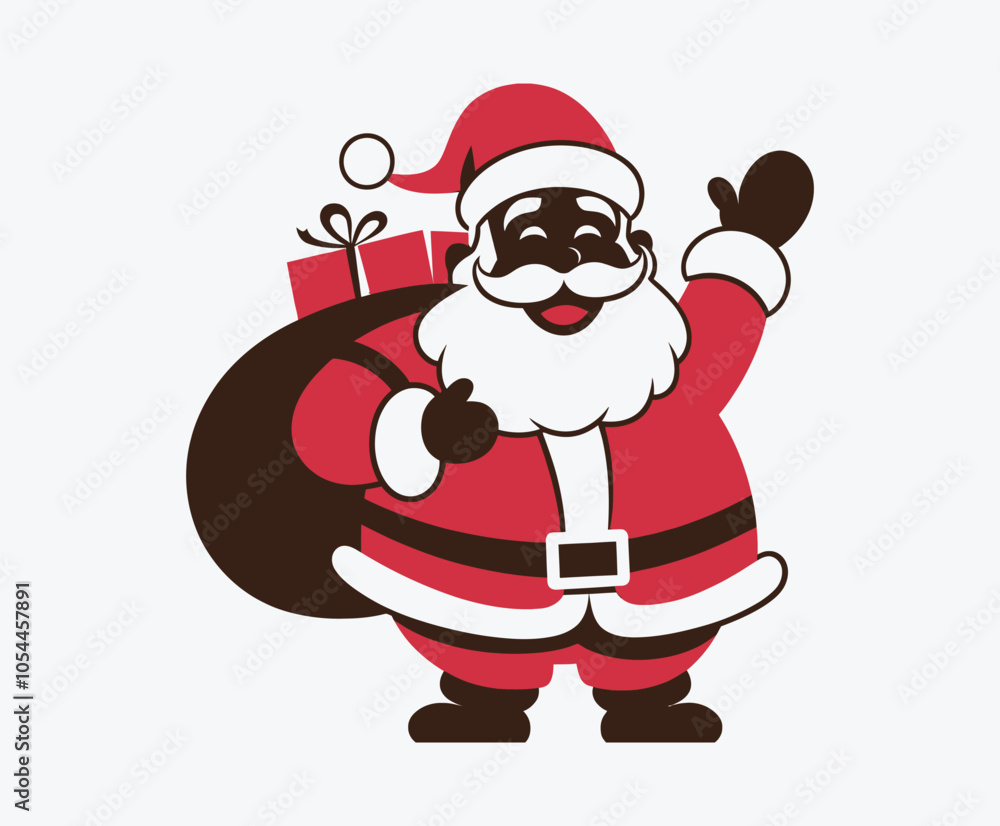 Santa with Gift Bag Silhouette EPS Vector Template Illustration Santa with Gift Bag Silhouette EPS Vector Template Illustration