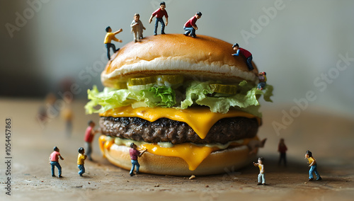 Gourmet Cheeseburger with Fresh Toppings and Sesame Bun , AI GENERAT photo