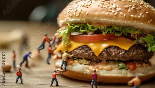 Gourmet Cheeseburger with Fresh Toppings and Sesame Bun , AI GENERAT photo