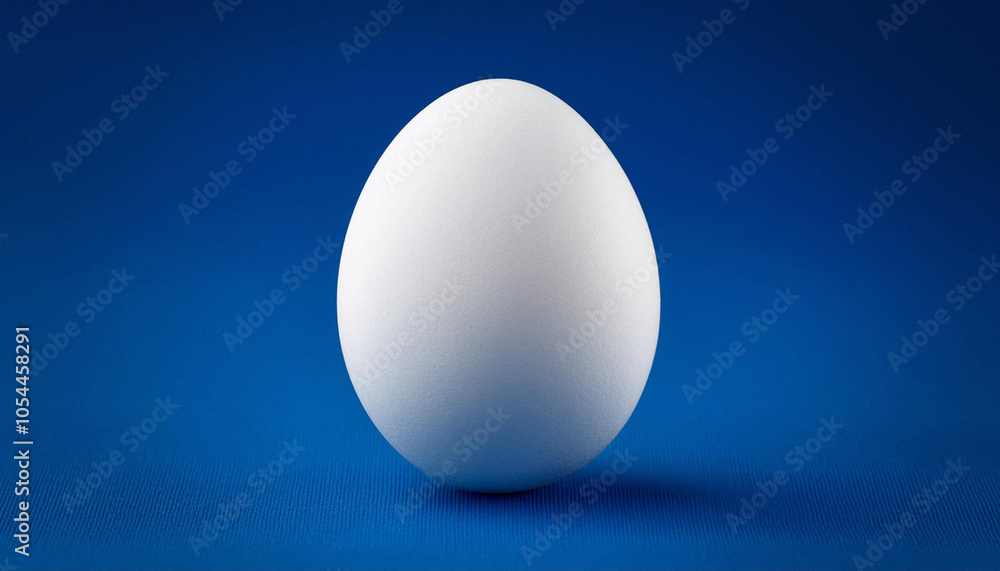 Front view of single fresh white chicken egg is isolated on a dark blue background. ai generated Front view of single fresh white chicken egg is isolated on a dark blue background. ai generated
