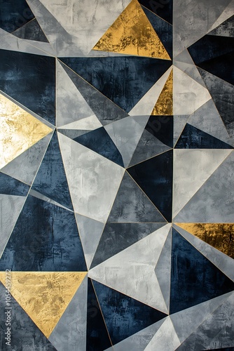 Wallpaper Mural Contemporary geometric wallpaper with navy and gray tones, accented in gold Torontodigital.ca
