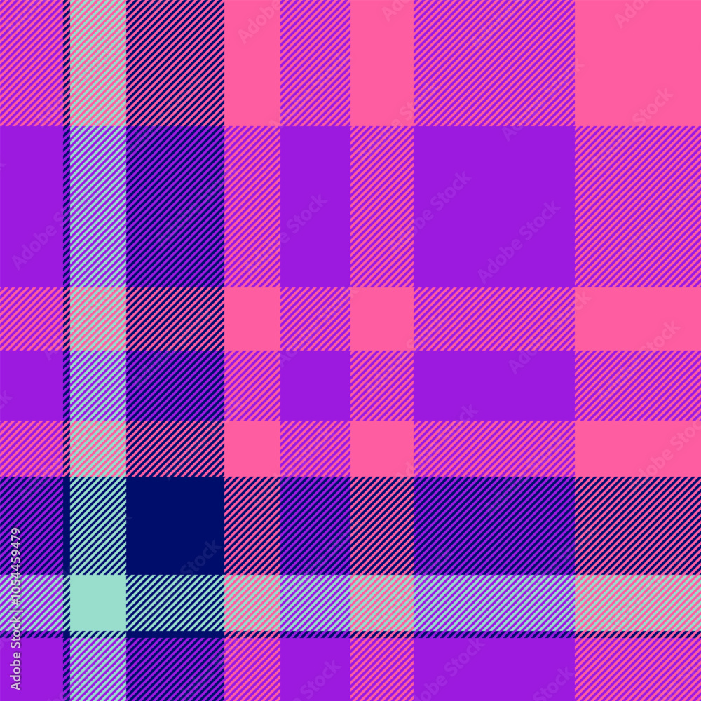 Down background seamless tartan, worn vector check texture. British plaid textile fabric pattern in violet and pink colors. Down background seamless tartan, worn vector check texture. British plaid textile fabric pattern in violet and pink colors.