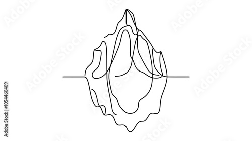 One continuous line illustration of an iceberg, isolated on white background.
