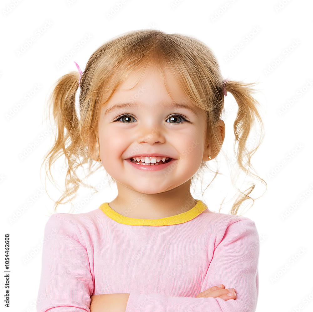 Happy Little Girl Portrait with Blonde Hair and Pink Shirt Happy Little Girl Portrait with Blonde Hair and Pink Shirt