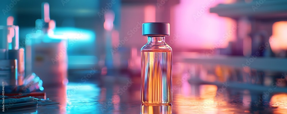 Emicizumab medication vial shown in a clinical environment. Emicizumab medication vial shown in a clinical environment.