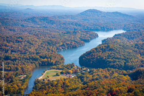 Photos Lake Lure, NC in the Fall as seen from atop the Chimney Rock monument in western North Carolina