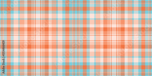 Difficult texture check plaid, color seamless pattern tartan. Carnival textile background fabric vector in orange and light colors.