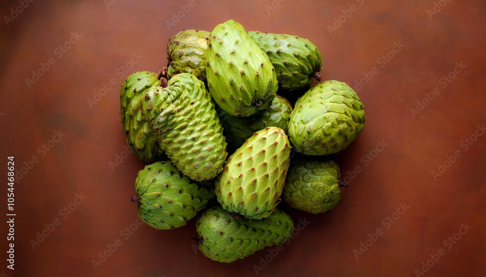 Soursop fruit, Creative background design with food theme, focus on the pile of fresh Soursop fruit Soursop fruit, Creative background design with food theme, focus on the pile of fresh Soursop fruit