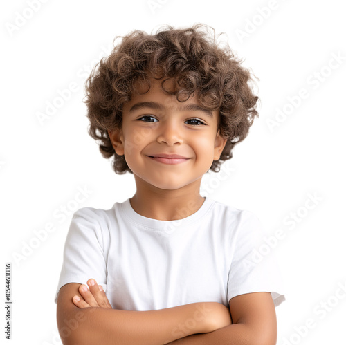 Portrait of a Smiling Young Boy with Curly Hair