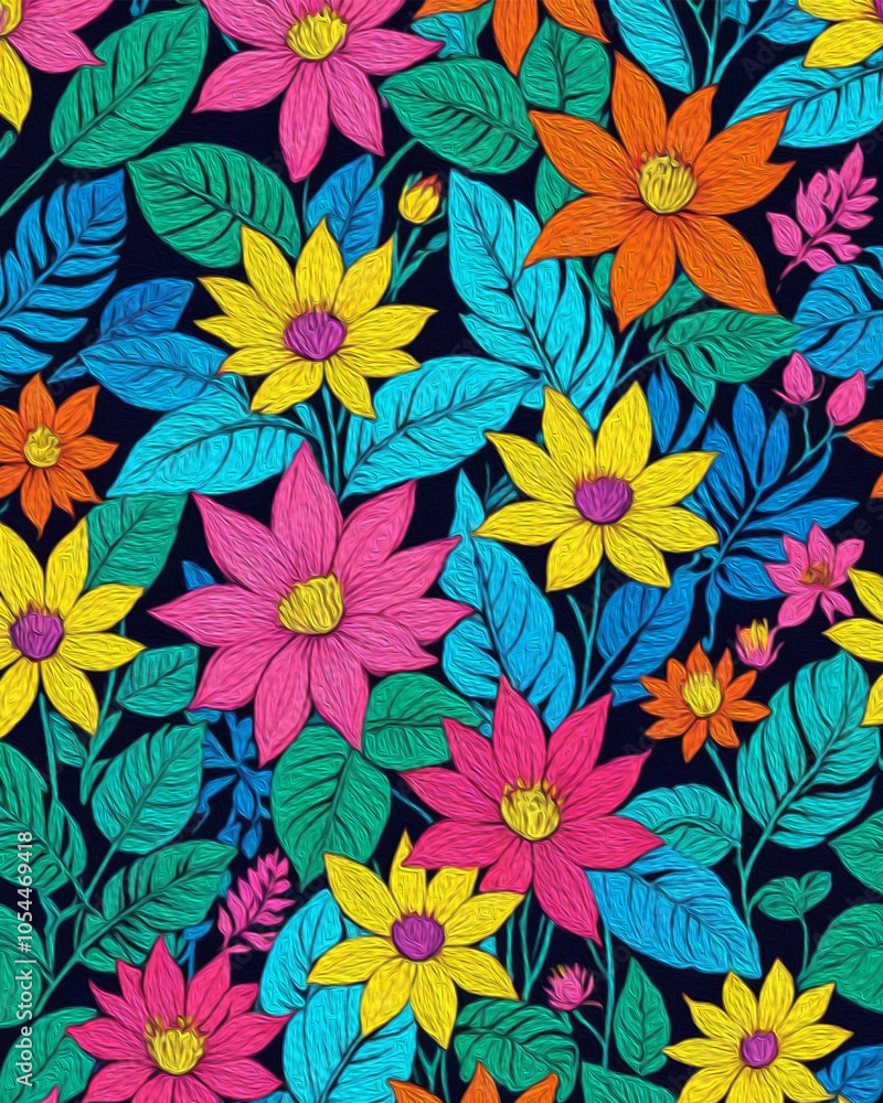 custom made wallpaper toronto digitalBotanical pattern for printing on wall decorations, covers. Artistic brush strokes. Oil painting