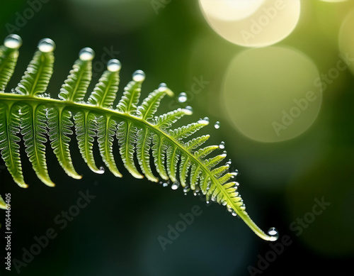 fern leaf with dew drops