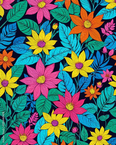 Wallpaper Mural Botanical pattern for printing on wall decorations, covers. Artistic brush strokes. Oil painting Torontodigital.ca