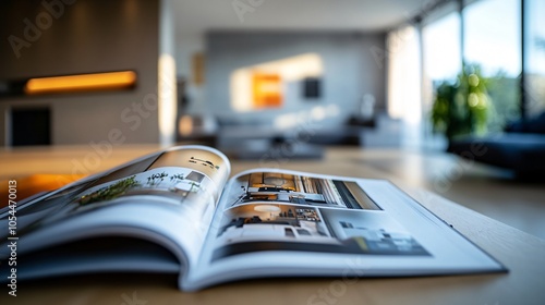 Modern Living Room with Open Magazine