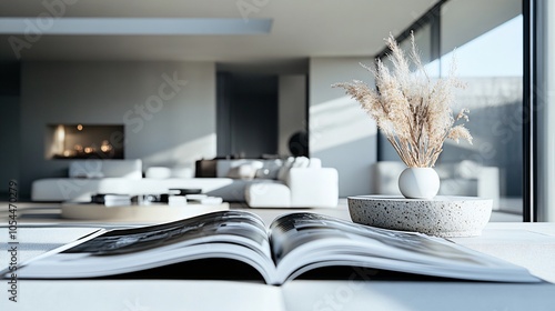 Modern Living Room with Open Magazine
