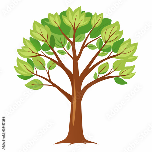 A simple illustration of a tree with lush green leaves and a brown trunk. Perfect for representing growth, nature, and the environment. This graphic is ideal for educational materials.