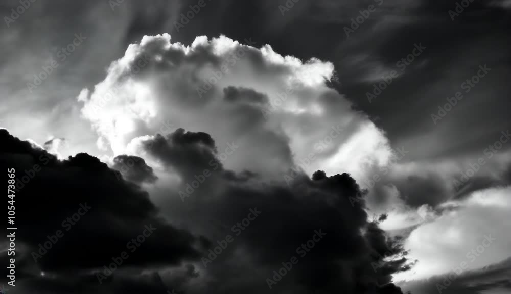 Clouds, very dramatic sky, moving swiftly across the sky, weather, change,  Sunlight is pouting through the silhouette of the cloud formation. Moody, dark. High Resolution.