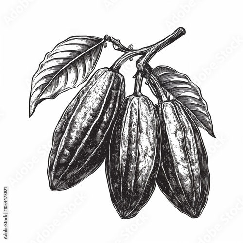 Wallpaper Mural Hand drawn cocoa beans icon in engraving style isolated on white background. Torontodigital.ca