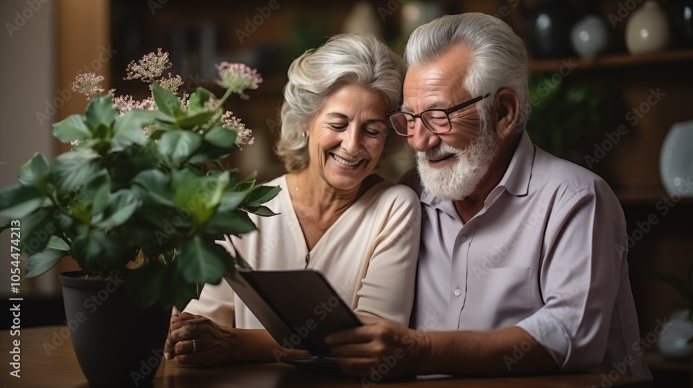 Happy senior couple at home, spending time together Happy senior couple at home, spending time together