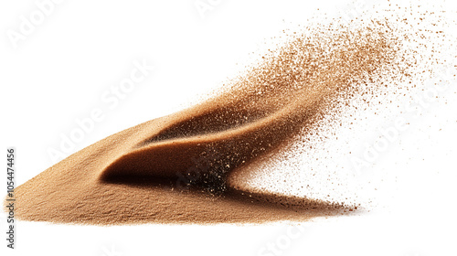 Desert sand dune explosion isolated transparent background
