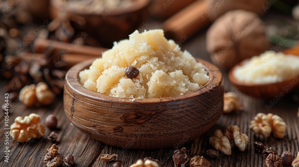Sweet Halva Dessert with Walnuts and Spices Sweet Halva Dessert with Walnuts and Spices