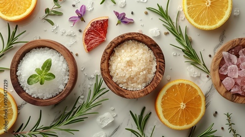 Wallpaper Mural Gourmet Sea Salt with Orange Slices and Herbs - Culinary Delight Torontodigital.ca