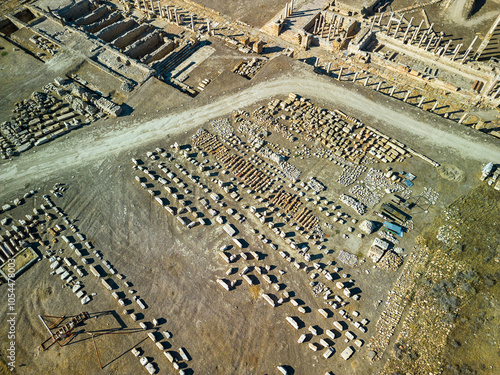 Aerial view of Tripolis on the Meander Ancient City in Denizli City, Turkiye photo