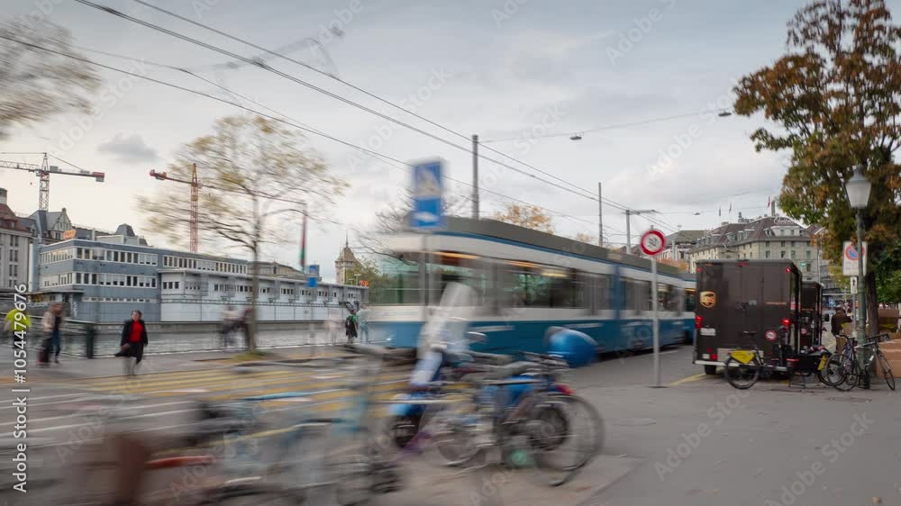 day time zurich city famous riverside traffic street walking pov panorama 4k timelapse switzerland day time zurich city famous riverside traffic street walking pov panorama 4k timelapse switzerland