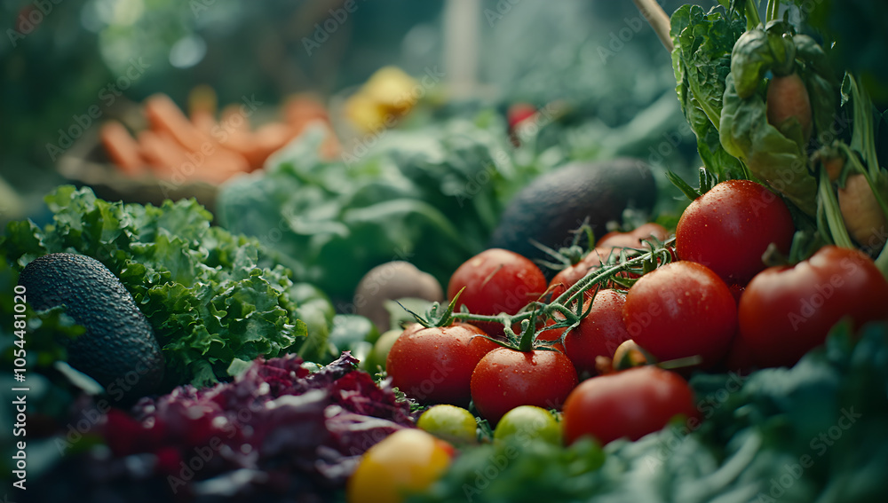 Sun-kissed Organic Tomatoes on Vine in Wooden Crate , AI GENERAT Sun-kissed Organic Tomatoes on Vine in Wooden Crate , AI GENERAT