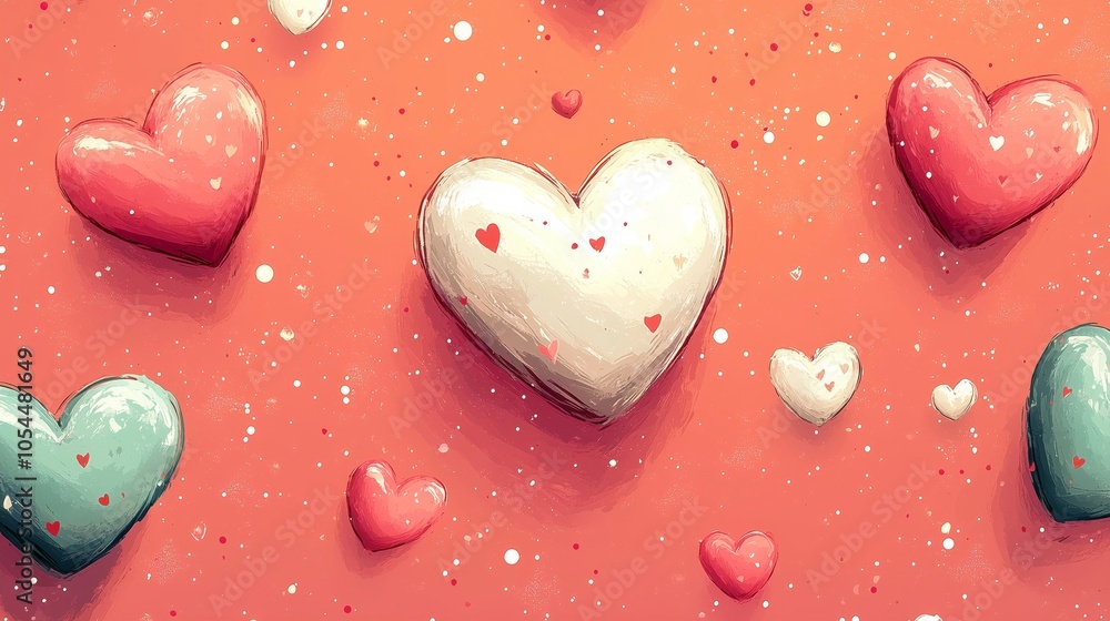 A Charming Array of Colorful Hearts on a Playful Background A Charming Array of Colorful Hearts on a Playful Background