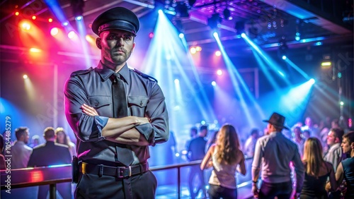 Male Security Officer Standing In Night Club