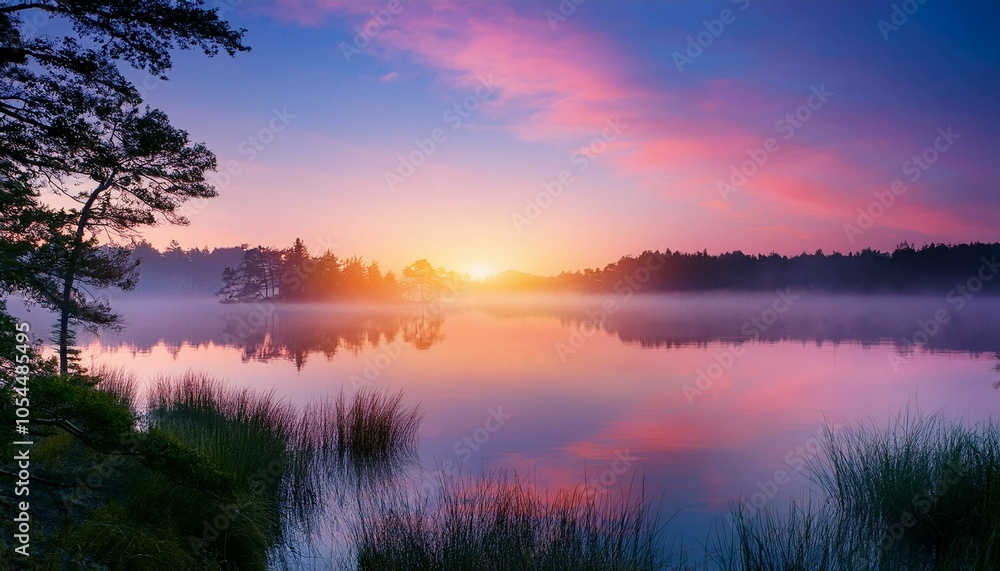 Fototapeta premium sunset on the lake