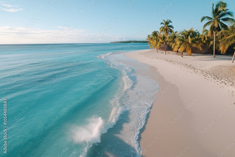 tropical beach with white sand, palm tree and clear ocean tropical beach with white sand, palm tree and clear ocean