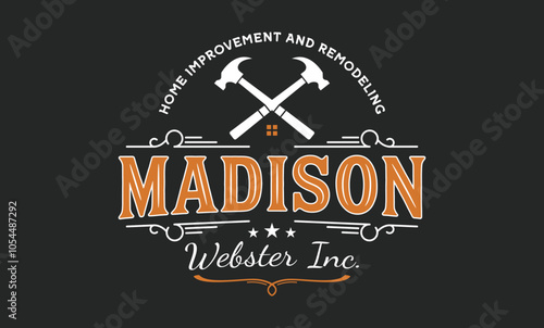 Home repairing and hammer logo design vector