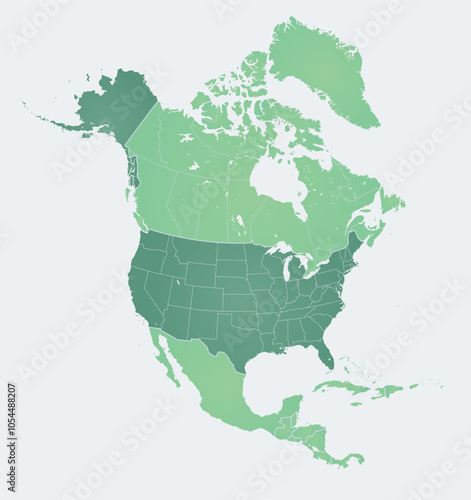Outline map of North America