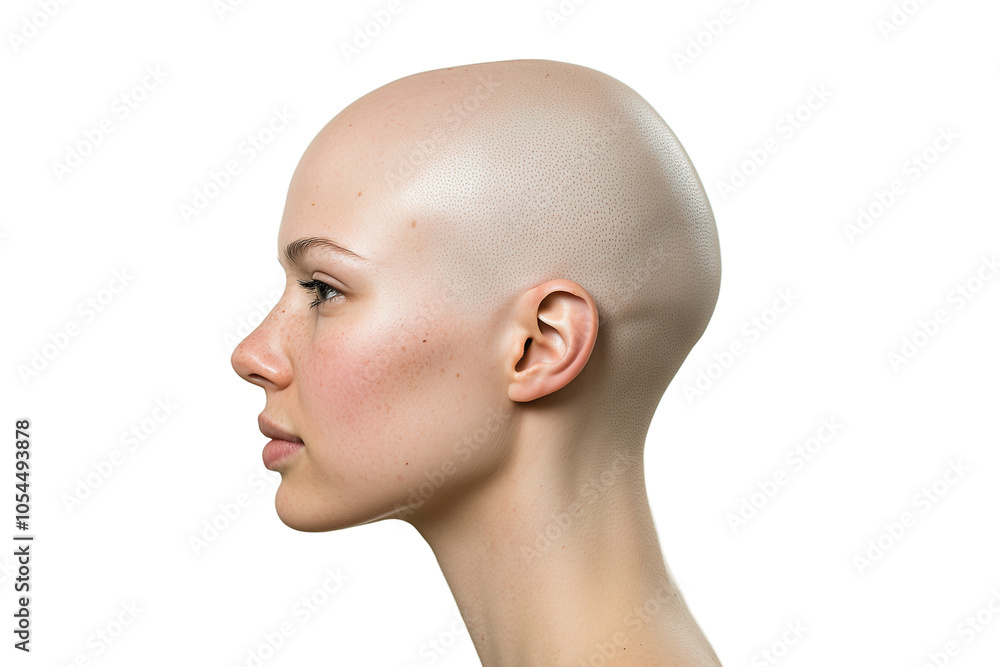 Close-up Portrait of a Woman with a Shaved Head Close-up Portrait of a Woman with a Shaved Head