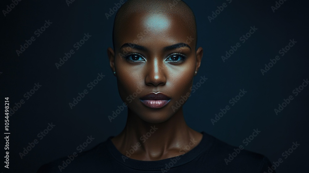 Portrait of a dark-skinned woman suffering from cancer after severe hair loss due to chemotherapy treatment Portrait of a dark-skinned woman suffering from cancer after severe hair loss due to chemotherapy treatment