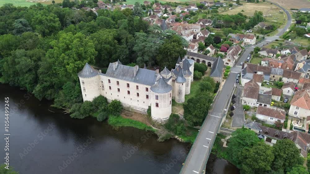 drone video La Guerche castle france europe drone video La Guerche castle france europe