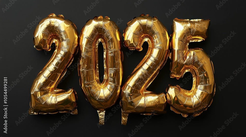 Number 2025 shape balloon on dark background Number 2025 shape balloon on dark background