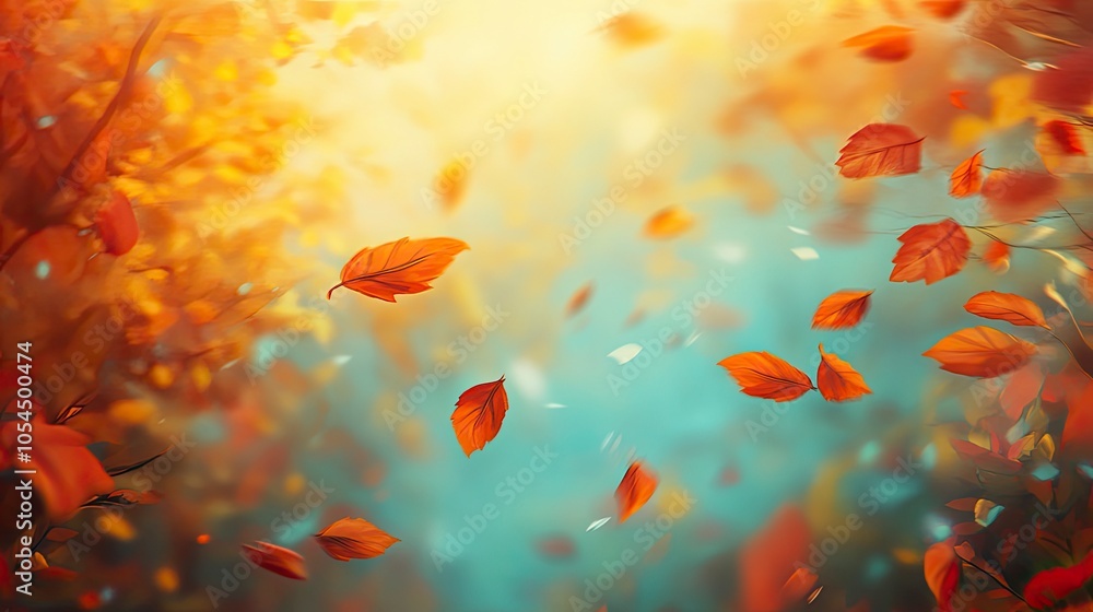 Autumn leaves on the fall blurred background. Autumn concept Autumn leaves on the fall blurred background. Autumn concept