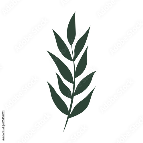 Elegant Branch with Leaves Vector Clip Art for Nature Designs
