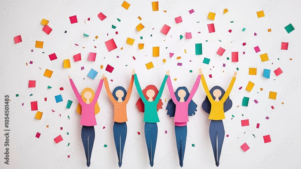 Colorful Papercut Style Group Celebration Colorful Papercut Style Group Celebration
