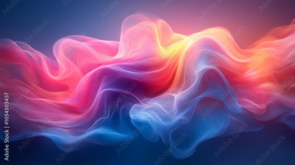 Colorful abstract smoke on blue background, digital art. Creativity and expression concept Colorful abstract smoke on blue background, digital art. Creativity and expression concept