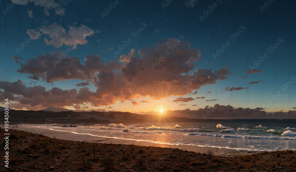 Obraz premium time lapse of clouds over sunset
