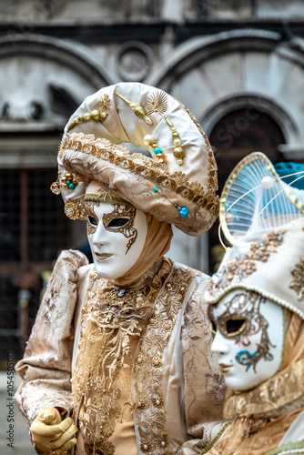 Venice, Italy - February 7, 2024: Portrait made during the carnival of Venice in Italy photo