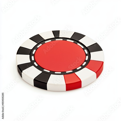 Red and black poker chip on a white isolated background. photo