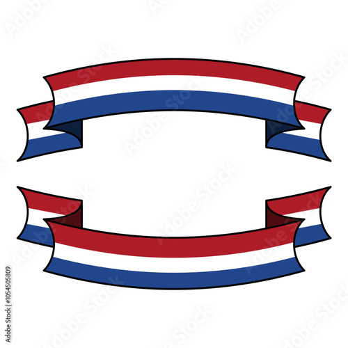 Netherlands flag ribbon. Dutch flag wavy ribbon background. Editable and scalable Vector Illustration EPS Graphic.