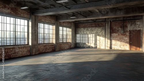 Wallpaper Mural Empty loft apartment, industrial style, 3d render Torontodigital.ca