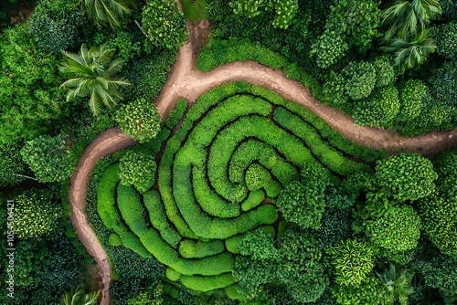 Wallpaper Mural Aerial view of a lush, ecological tea garden Torontodigital.ca