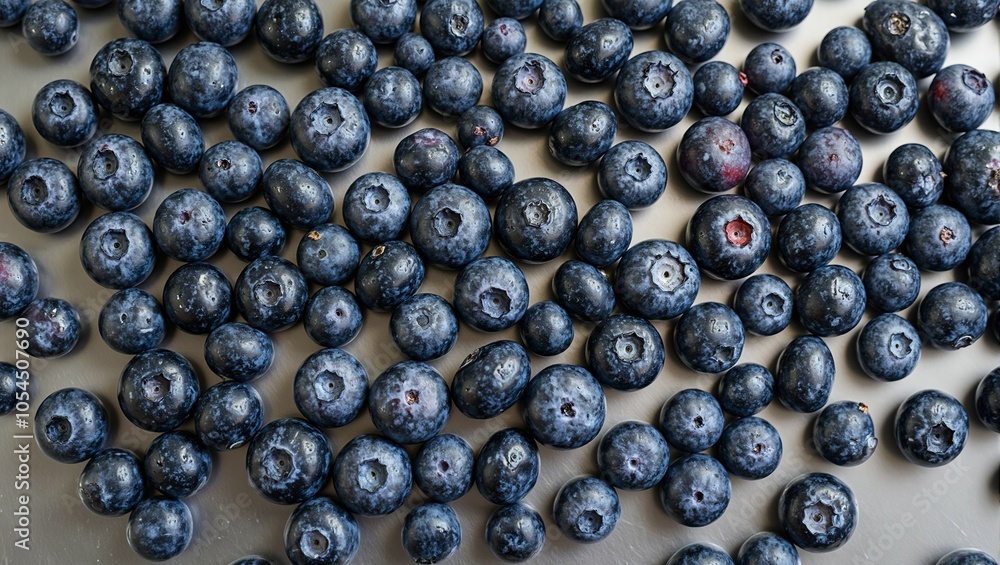 Fresh plump blueberries on stainless steel conveyor belt Fresh plump blueberries on stainless steel conveyor belt