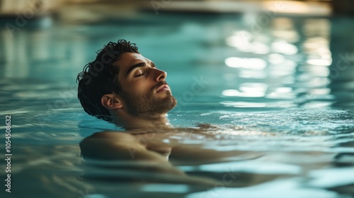 A man relaxes in a tranquil pool, enjoying a moment of peace and leisure.